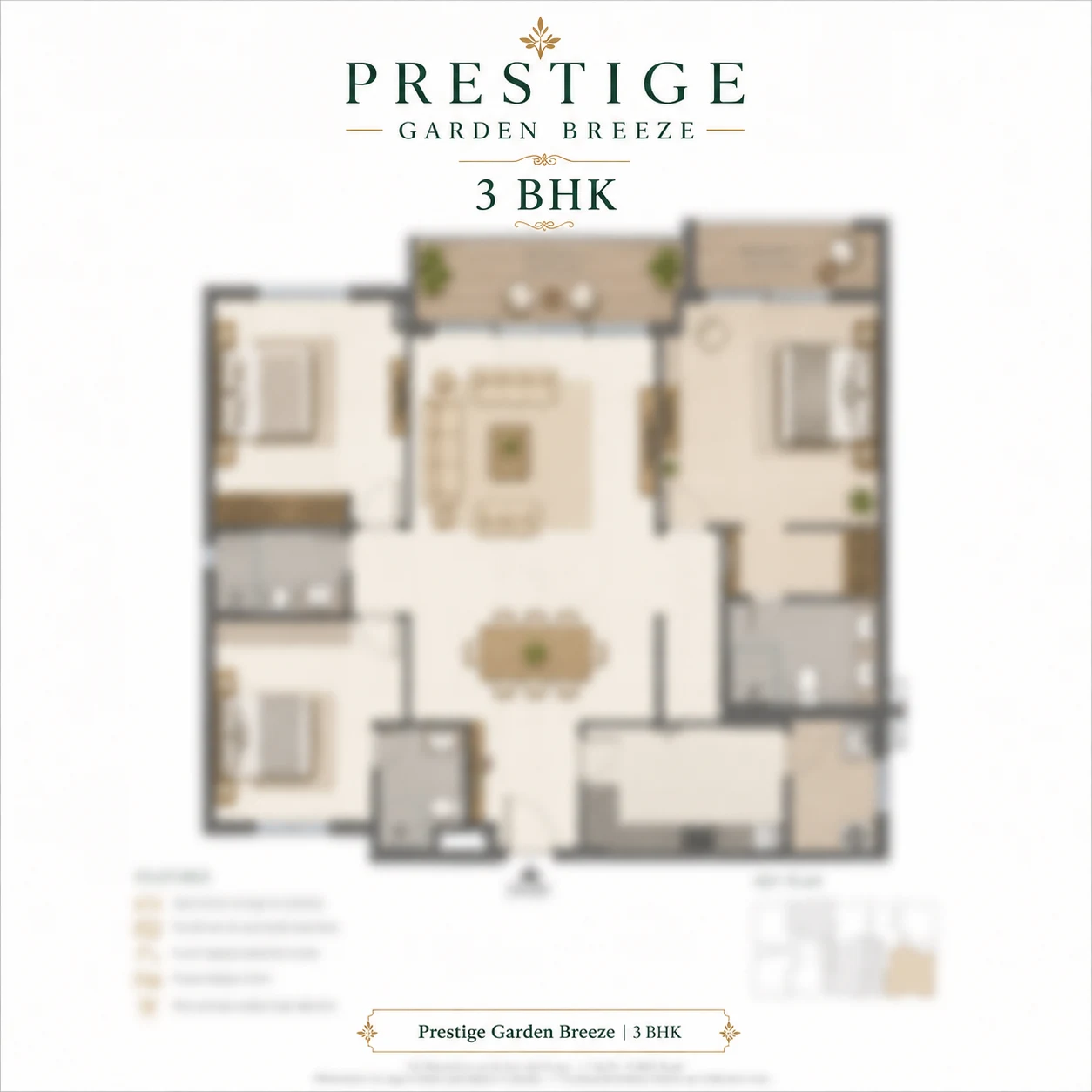 Prestige Garden Breeze 3 BHK floor plan — ~1,900 sq ft